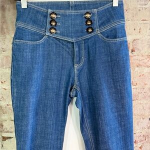 BDG Ankle Cropped Blue Jeans with Button Detail